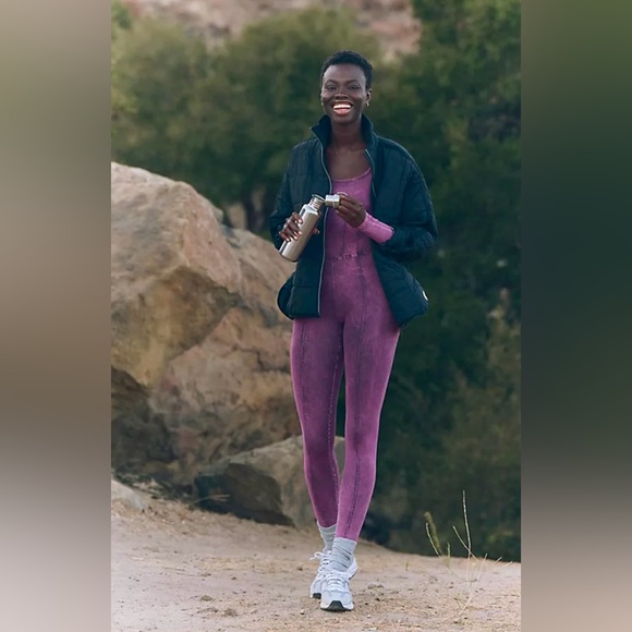 Free People Movement Good Karma *Corset*Long Sleeve Onesie in Purple. NWOT. - Picture 4 of 4